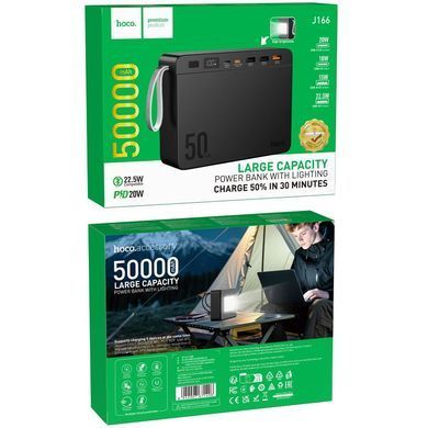 Портативний ЗП Power Bank Hoco J166 Carretera 22.5W+PD20W+lighting 50000 mAh Black