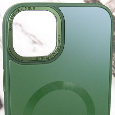 Чехол TPU+Glass Sapphire Midnight Open Camera with MagSafe для Apple iPhone 15 Plus (6.7") Зеленый / Forest green