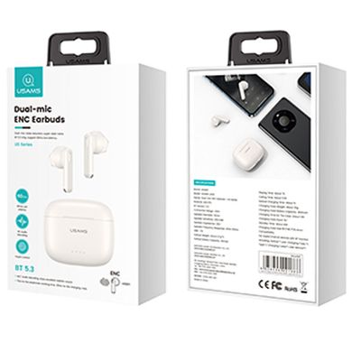 Уцінка Бездротові TWS навушники Usams-US14 BT 5.3 Відкрита упаковка / White