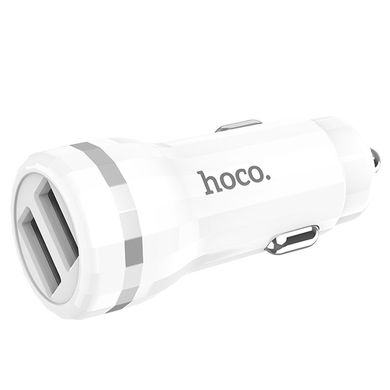 АЗП Hoco Z27 Staunch (2USB 2.4A) (+кабель Lighthing) Білий