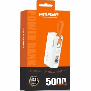 Портативний ЗП Power Bank Amaya FD39 22.5W with display and cable 5000 mAh White