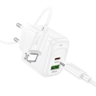 МЗП Hoco CS55A Surplus PD30W+QC3.0 (1USB-A/1C) + кабель Type-C to Lightning White