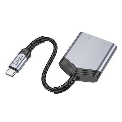 Переходник Hoco LS39 Type-C to Type-C + 3.5mm Metal gray