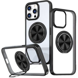 TPU+PC чохол Metal Ring with MagSafe для Apple iPhone 15 Pro Max (6.7") Чорний