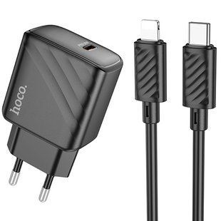 СЗУ Hoco CS22A Value PD30W (1USB-C) + кабель Type-C to Lightning Black