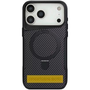 TPU+PC чохол Metal Buttons with Magnetic Fit Carbon Ring для Apple iPhone 17 Air (6.5") Чорний