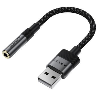 Переходник Acefast J13 USB male to AUX 3.5mm female Black
