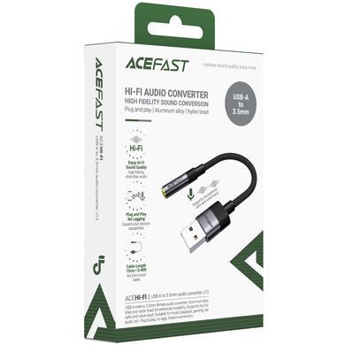 Переходник Acefast J13 USB male to AUX 3.5mm female Black