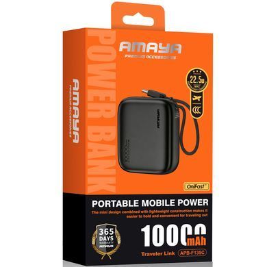 Портативное ЗУ Power Bank Amaya F135C PD22.5W with cable 10000 mAh Black