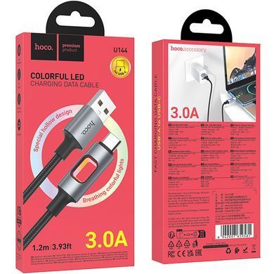 Уцінка Дата кабель Hoco U144 New USB to Type-C 3A (1.2m) Відкрита упаковка / Black
