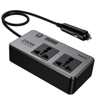 АЗУ инвертор Hoco Z66 New PD66W+QC3.0 (2USB-A/1C/2xSocket) (0.5m) Black