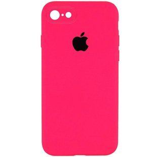 Чехол Silicone Case Square Full Camera Protective (AA) для Apple iPhone 6/6s (4.7") Розовый / Barbie pink