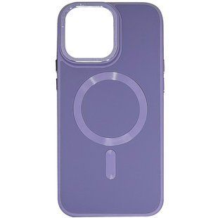 Кожаный чехол Bonbon Leather Metal Style with MagSafe для Apple iPhone 14 Pro (6.1") Серый / Lavender