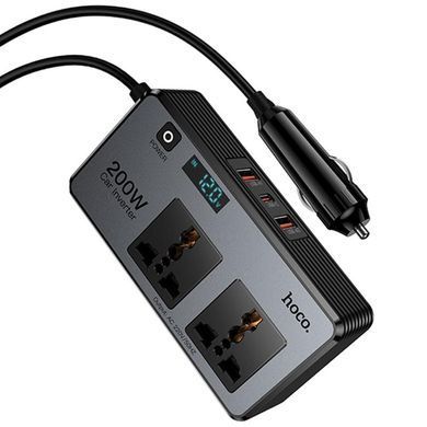 АЗУ инвертор Hoco Z66 New PD66W+QC3.0 (2USB-A/1C/2xSocket) (0.5m) Black