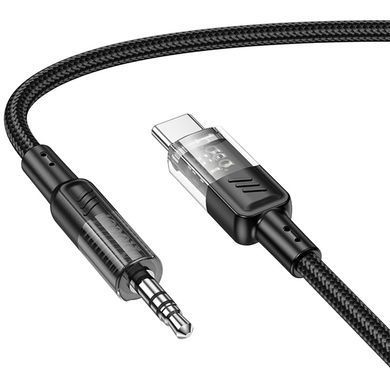 Аудіо кабель Aux Hoco UPA27 Spirit transparent (Type-C to AUX 3.5mm) (1.2m) Black