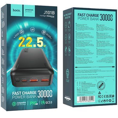 Портативний ЗП Power Bank Hoco J101B Astute PD20W+22.5W 30000 mAh Чорний