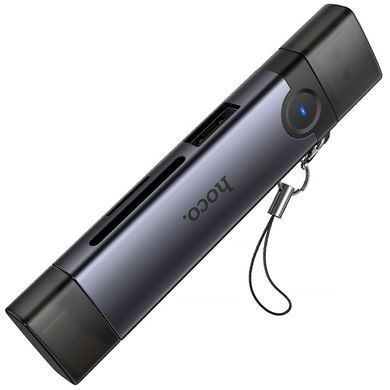 Картридер Hoco HB56 Victory 5in1 Type-C/USB2.0 to SD/TF3.0 + USB 2.0 Metal gray