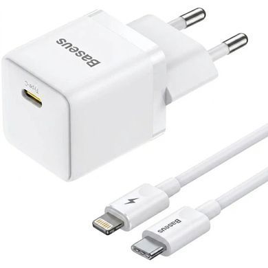 СЗУ Baseus Palm Fast Charger 20W (1USB-C) + кабель Type-C to Lightning (E01164) Moon White