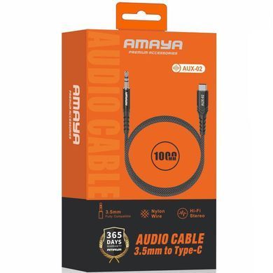 Аудіо кабель Aux Amaya AUX-02 (Type-C to AUX 3.5mm) (1m) Black