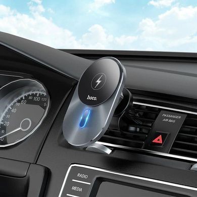 Уценка Автодержатель с БЗУ Hoco CA91 Magic 15W (air outlet) Поврежденная упаковка / Серый