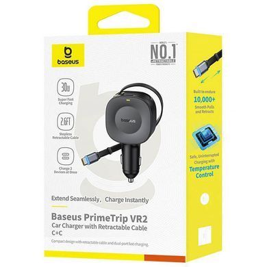 АЗП Baseus PrimeTrip VR2 45W with retractable cable (2USB-C) (C02069) Cosmic Black