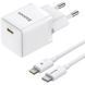 СЗУ Baseus Palm Fast Charger 20W (1USB-C) + кабель Type-C to Lightning (E01164) Moon White