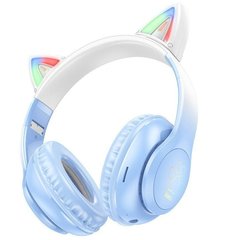 Уцінка Накладні бездротові навушники Hoco W42 Cat М'ята упаковка / Crystal Blue