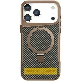TPU+PC чохол Metal Buttons with Magnetic Fit Carbon Ring для Apple iPhone 17 Air (6.5") Золотий
