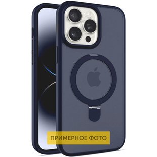 TPU+PC чохол Metal Buttons with MagSafe Colorful HQ Ring для Apple iPhone 16 Pro Max (6.9") Dark Blue