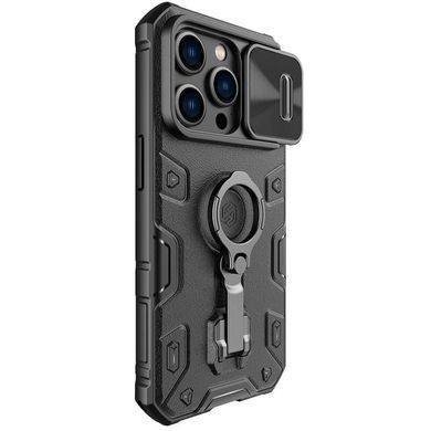 Уценка TPU+PC чехол Nillkin CamShield Armor Pro no logo шторка на камеру для Apple iPhone 14 Pro Max Поврежденная упаковка / Черный