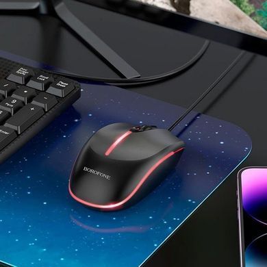 Мышь проводная Borofone BG10 Soaring Black