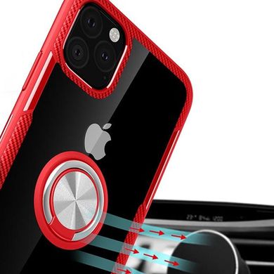 TPU+PC чехол Deen CrystalRing for Magnet (opp) для Apple iPhone 11 Pro Max (6.5") Бесцветный / Красный