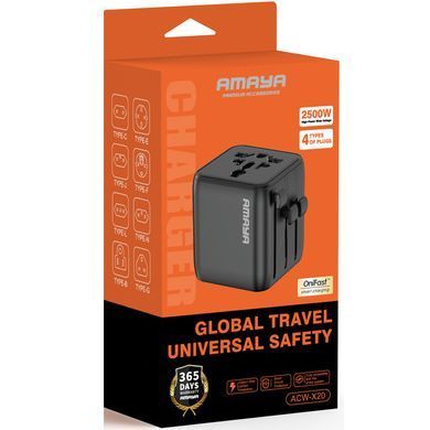 Сетевой универсальный переходник Amaya X20 2500W Black