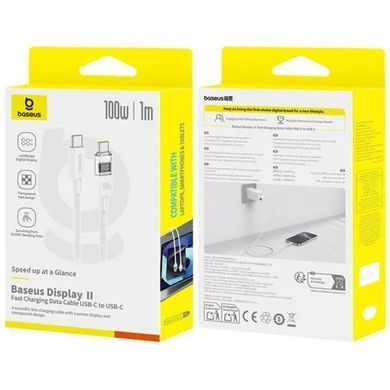 Дата кабель Baseus Display 2 Type-C to Type-C 100W (1m) (P10382702) Moon White