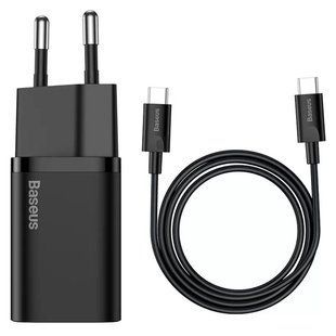 СЗУ Baseus Super Si Quick Charger 25W (1USB-C) + кабель Type-C to Type-C (TZCCSUP-L) Черный