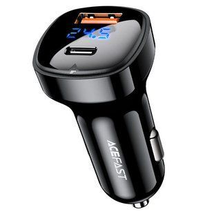 АЗП Acefast B4 digital display 66W(USB-C+USB-A) dual port Black