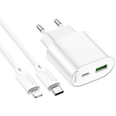 СЗУ Hoco C109A Fighter PD20W (1USB-C) + кабель Type-C to Lightning White