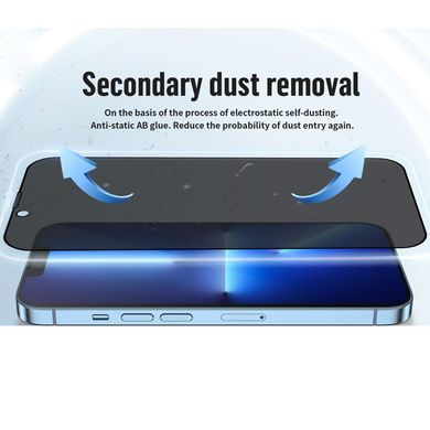 Уценка Защитное 2.5D стекло Blueo Full Cover Anti-Peep для Apple iPhone 15 Pro (6.1") Вскрытая упаковка / Черный