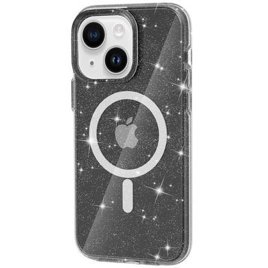 Чехол TPU Galaxy Sparkle Magnetic Fit для Apple iPhone 15 (6.1") Black+Glitter