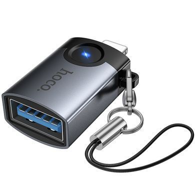 Уценка Переходник Hoco UA46 Lightning Male to USB Female USB2.0 Поврежденная упаковка / Metal gray