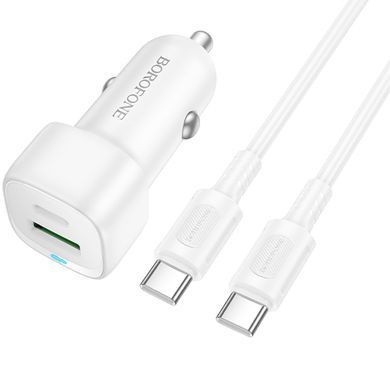 АЗП Borofone BZ34B Cloud PD20W+QC3.0 total 38W (1USB-A/1C) + кабель Type-C to Type-C White