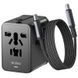 Мережевий універсальний перехідник WIWU UA013 20W GaN + 1USB-A/2C with retractable cable Type-C Black фото 2