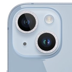 Захисне скло Metal Sparkles на камеру (в упак.) для Apple iPhone 15 (6.1") / 15 Plus (6.7") Срібний / Silver