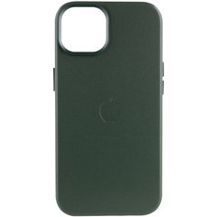 Кожаный чехол Leather Case (AA) with MagSafe для Apple iPhone 14 (6.1") Military green