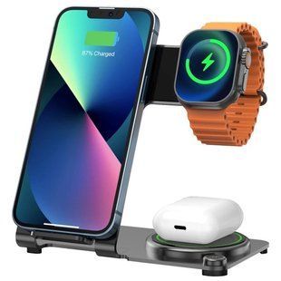 Уценка БЗУ WIWU Wi-W005 3 in 1 wireless charger Вскрытая упаковка / Black