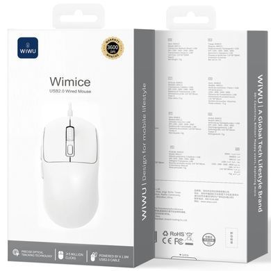 Мышь проводная WIWU WM111 Wired Mouse White