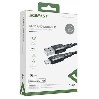 Дата кабель Acefast C1-02 USB to Lightning 2.4A (1.2m) Black