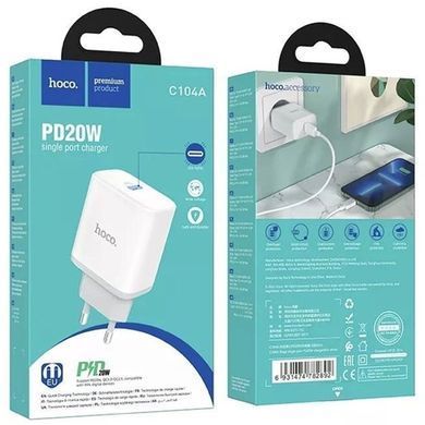 Уценка СЗУ Hoco C104A PD20W (1USB-C) Мятая упаковка / White