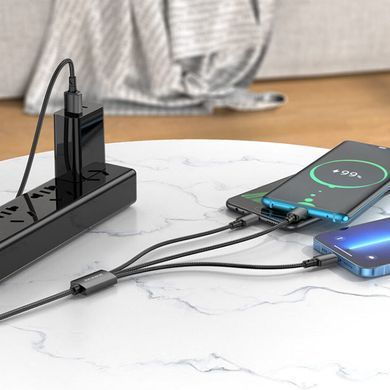 Дата кабель Borofone BX72 USB to 3in1 (1m) Черный