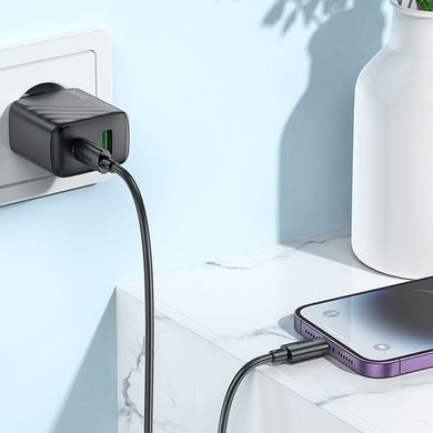 МЗП Hoco CS23A Sunlight PD30W+QC3.0 (1USB-A/1C) + кабель Type-C to Lightning Black